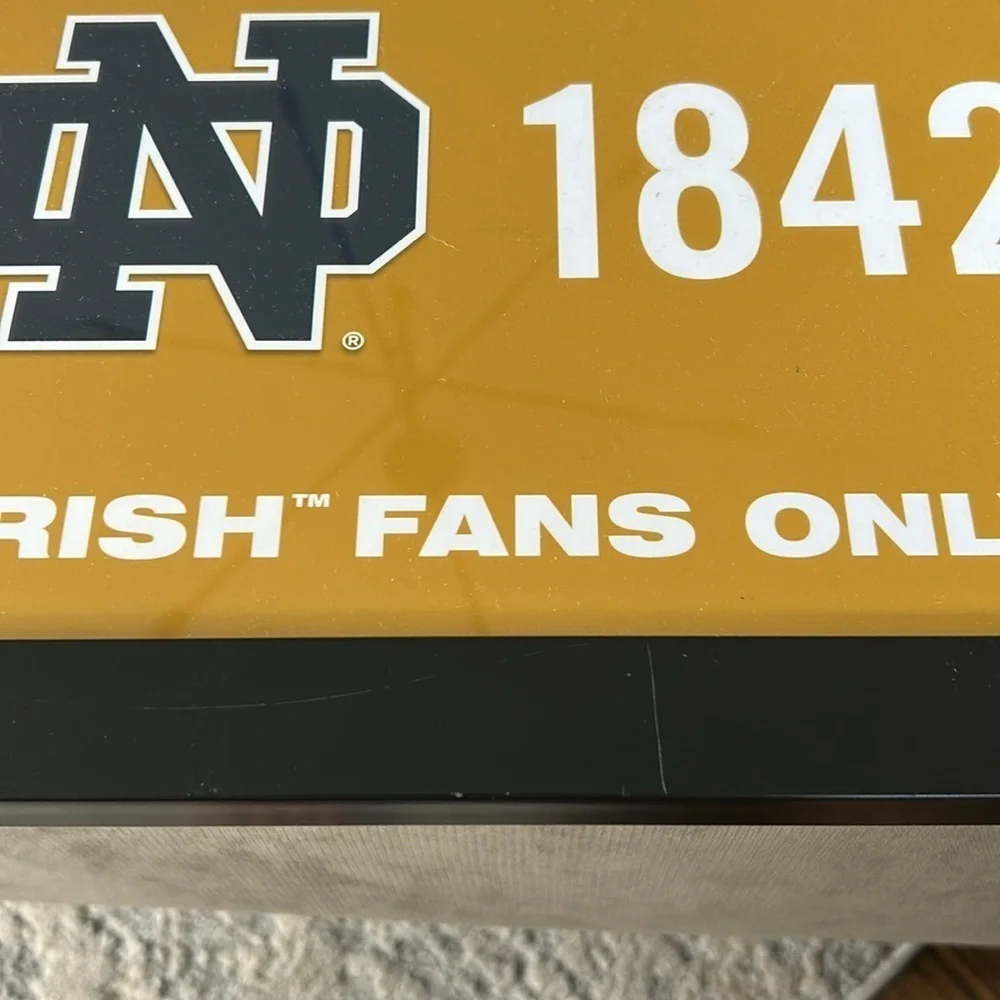 Notre Dame fighting Irish frame 10” x 20” Fan Cave College Fanatics gold black